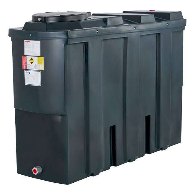 1,000 Litre Plastic Oil Storage Tank (Slimline) - Yellow Shield