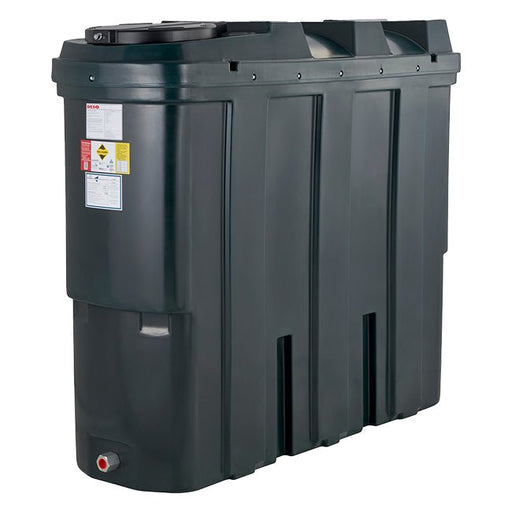 1,235 Litre Plastic Oil Storage Tank (Slimline) - Yellow Shield