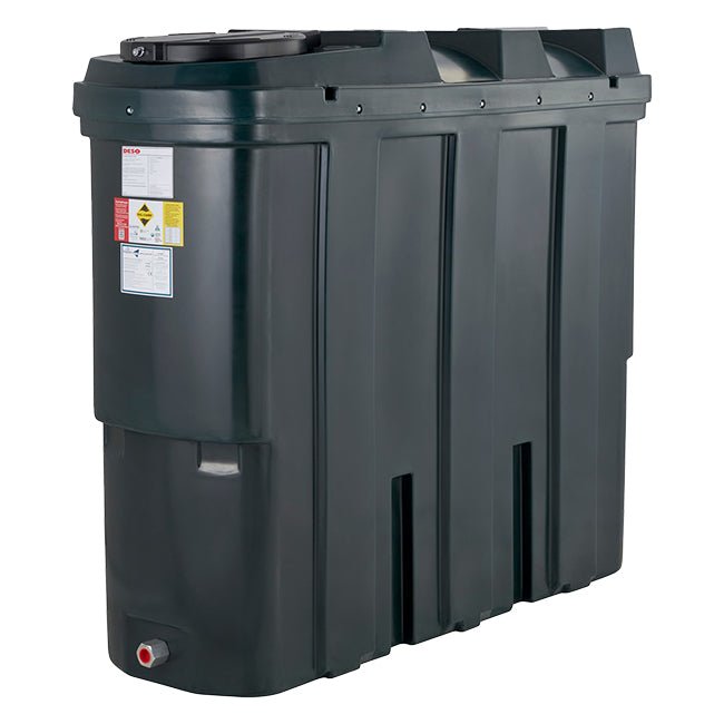 1,235 Litre Plastic Oil Storage Tank (Slimline) - Yellow Shield