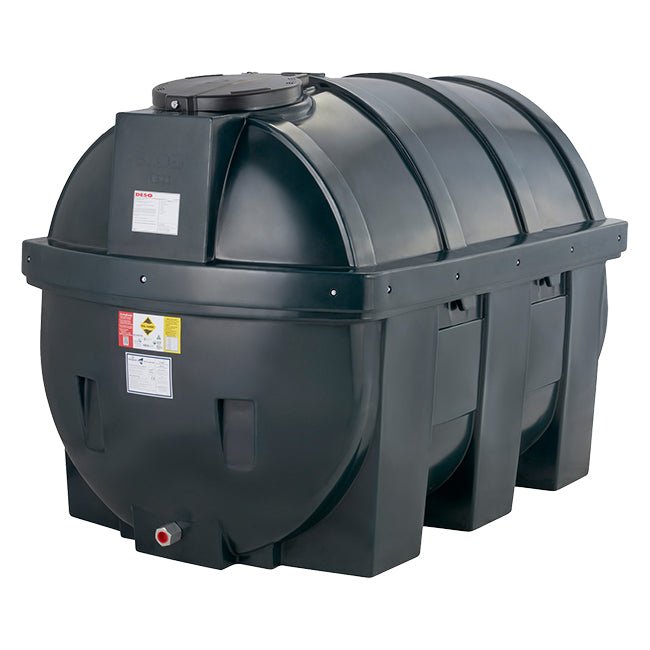 1,800 Litre Plastic Oil Storage Tank (Horizontal) - Yellow Shield
