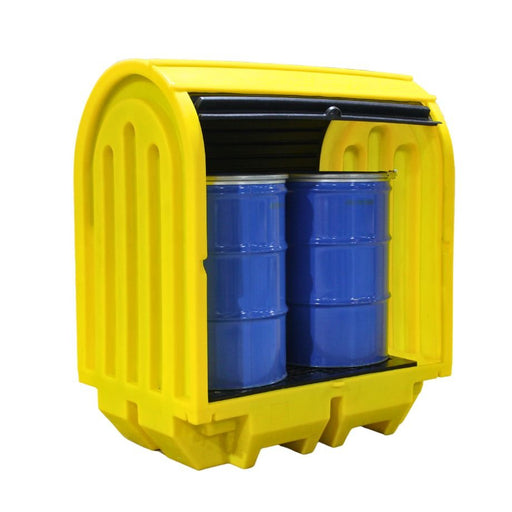 2 Drum Hardcover Spill Pallet - Low Profile - Yellow Shield