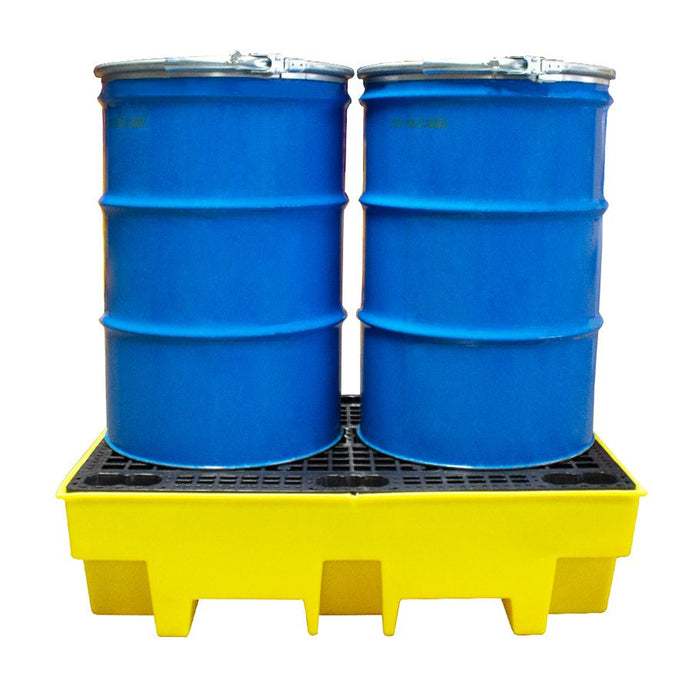 2 Drum Spill Pallet - Low Profile - Yellow Shield