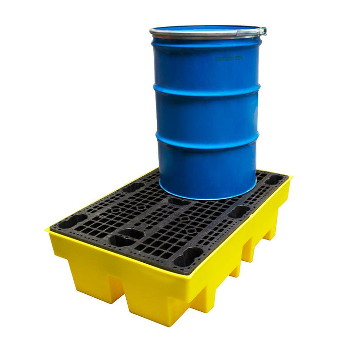 2 Drum Spill Pallet - Low Profile - Yellow Shield