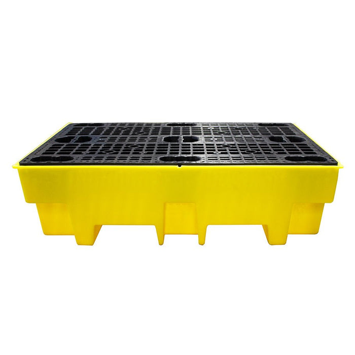 2 Drum Spill Pallet - Low Profile - Yellow Shield