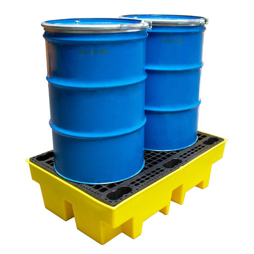 2 Drum Spill Pallet - Low Profile - Yellow Shield