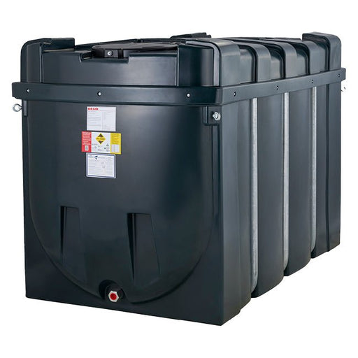 2,500 Litre Plastic Oil Storage Tank (Horizontal) - Yellow Shield