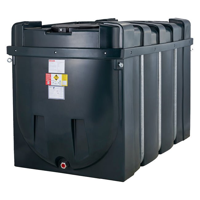 2,500 Litre Plastic Oil Storage Tank (Horizontal) - Yellow Shield