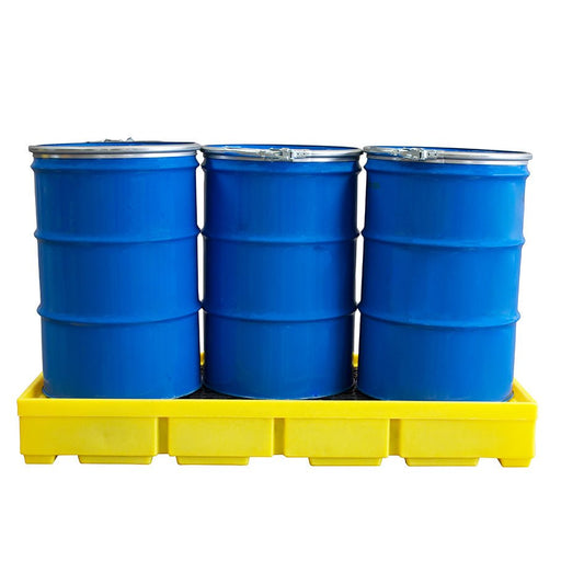 3 Drum Spill Pallet - Low Profile - Yellow Shield