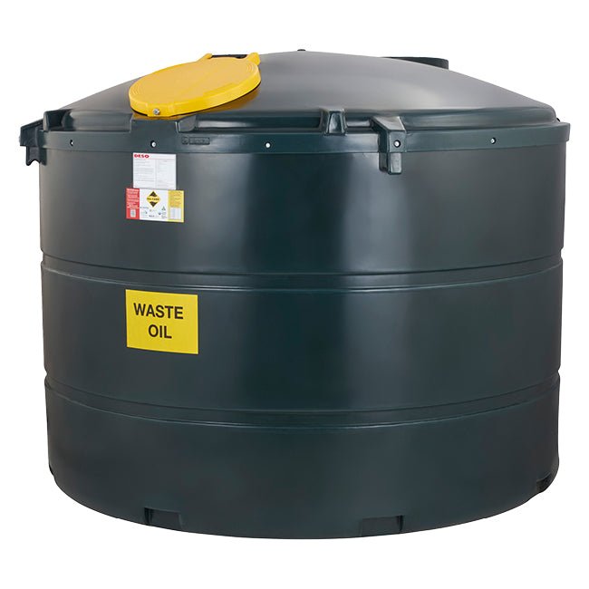3,500 Litre Plastic Bunded Waste Oil Tank (Vertical) - Yellow Shield