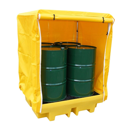 4 Drum Spill Pallet - Frame and Cover - Yellow Shield