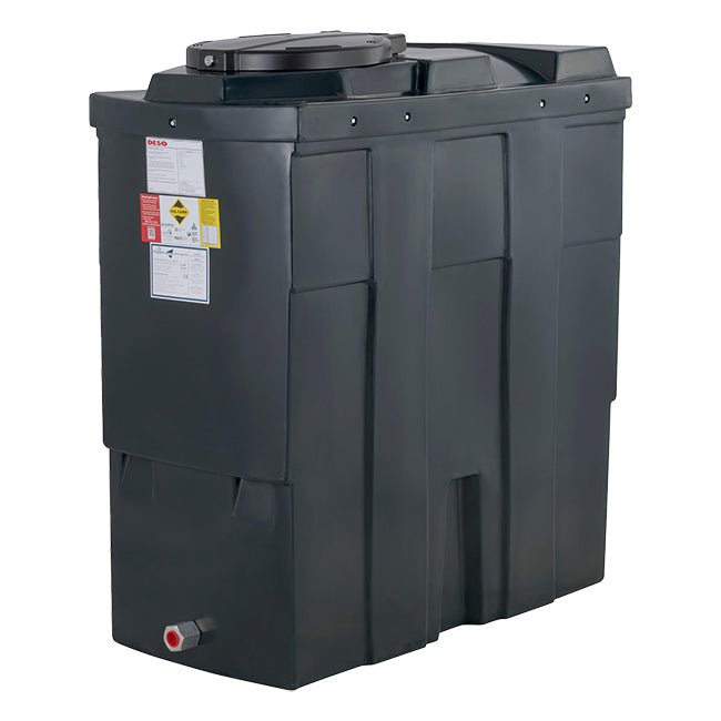 650 Litre Plastic Oil Storage Tank (Slimline) - Yellow Shield