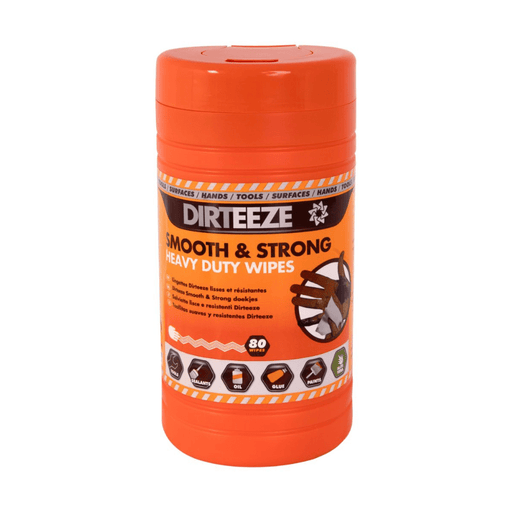 DIRTEEZE Smooth & Strong Wipes | Jumbo Tub 80 - Pk 8 - Yellow Shield