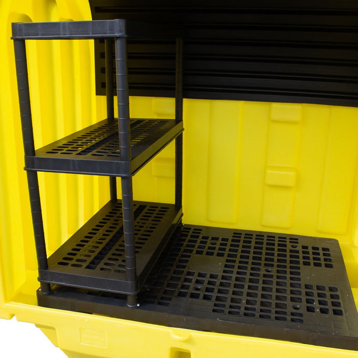 Hardcover Spill Pallet - With Shelving - Yellow Shield