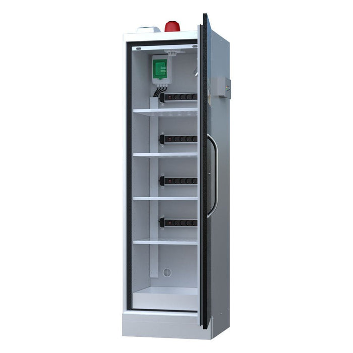 Lithium - Ion Battery Cabinet | 1 Door with FirePro® Suppression & Charging Points - Yellow Shield