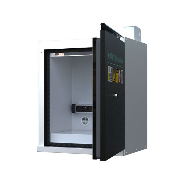 Lithium - Ion Battery Cabinet Small | 1 Door with Charging Points - Yellow Shield