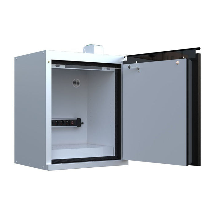 Lithium - Ion Battery Cabinet Small | 1 Door with Charging Points - Yellow Shield