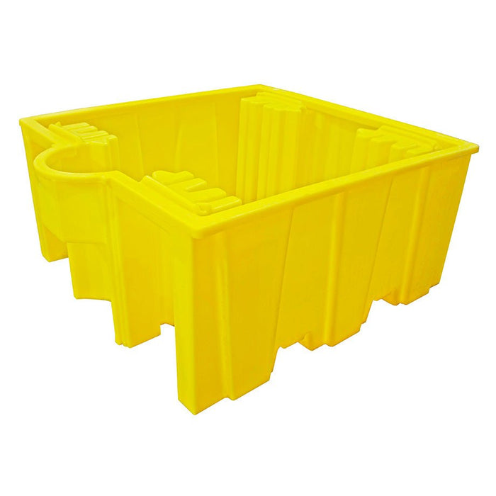 Single IBC Spill Pallet - No Grid With Dispenser - Yellow Shield