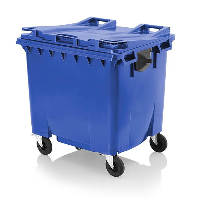 1100 Litre Wheelie Bin | Blue - Yellow Shield