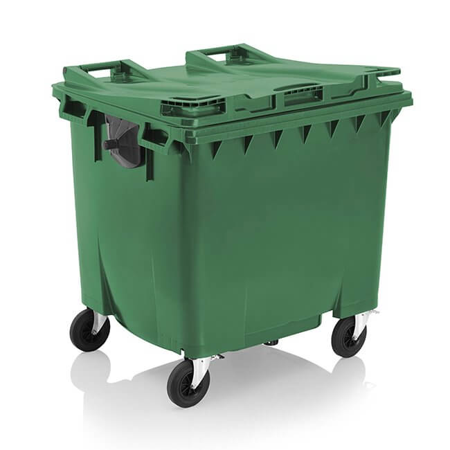 1100 Litre Wheelie Bin | Green - Yellow Shield