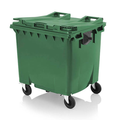 1100 Litre Wheelie Bin | Green - Yellow Shield