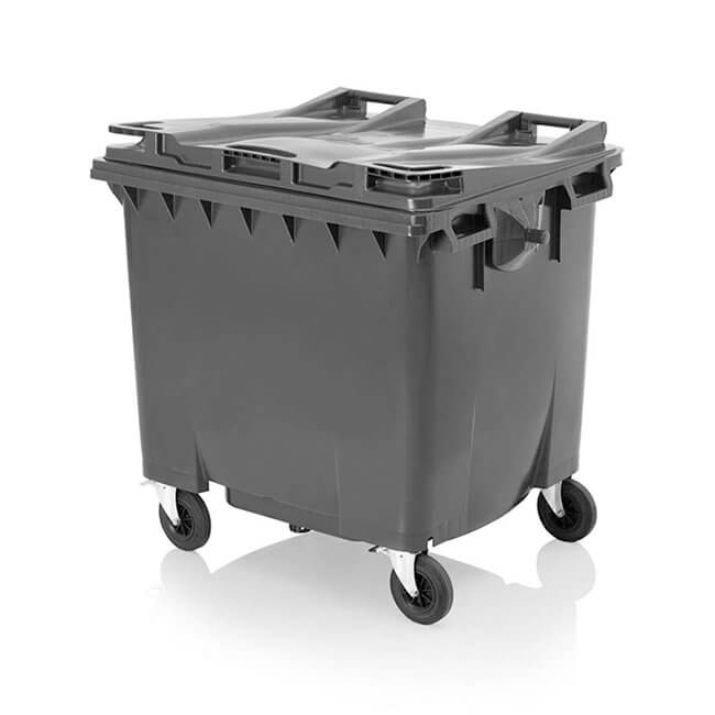 1100 Litre Wheelie Bin | Grey - Yellow Shield