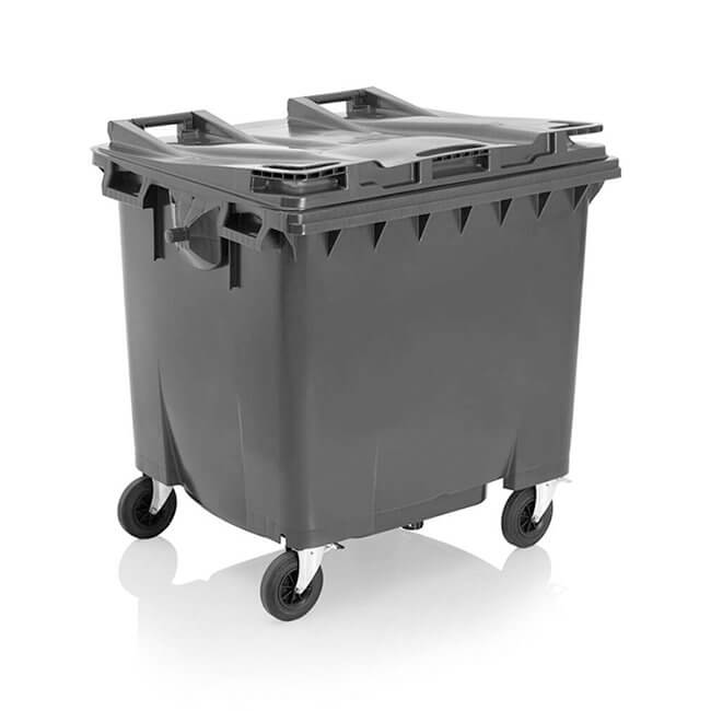 1100 Litre Wheelie Bin | Grey - Yellow Shield