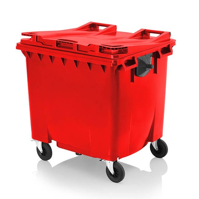 1100 Litre Wheelie Bin | Red - Yellow Shield