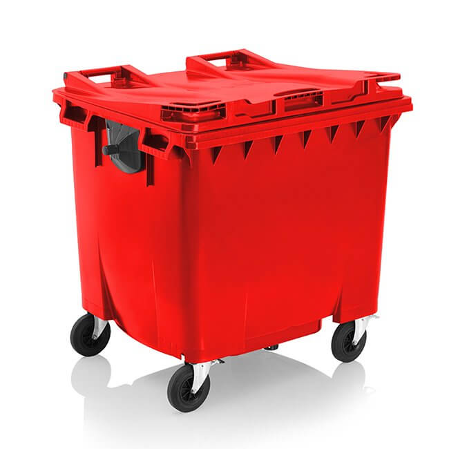 1100 Litre Wheelie Bin | Red - Yellow Shield