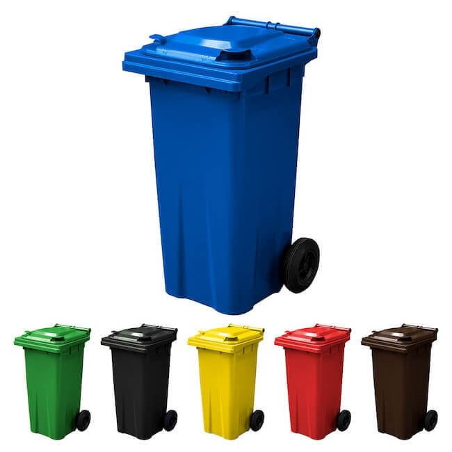 120 Litre Wheelie Bin | Blue - Yellow Shield
