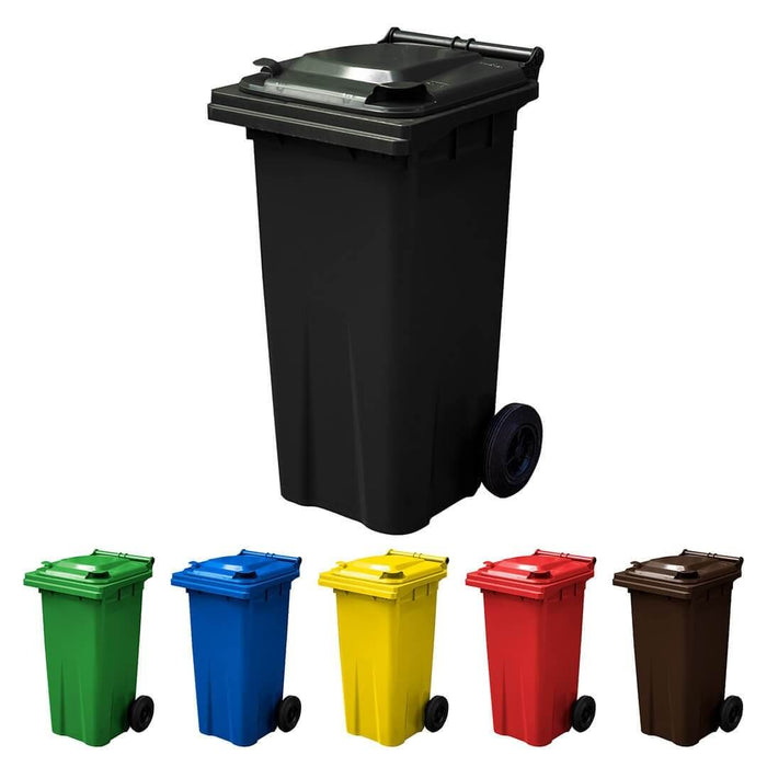 120 Litre Wheelie Bin | Dark Grey - Yellow Shield