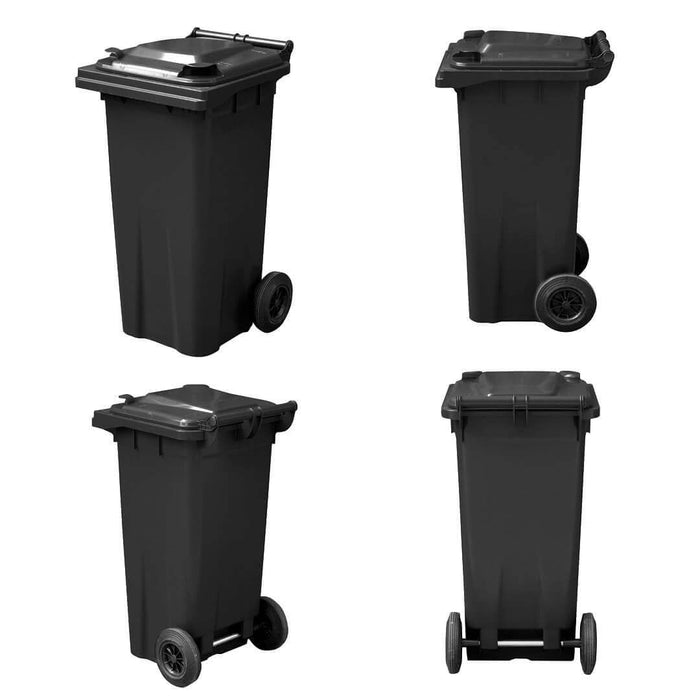 120 Litre Wheelie Bin | Dark Grey - Yellow Shield