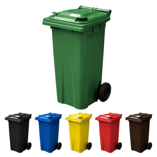 120 Litre Wheelie Bin | Green - Yellow Shield