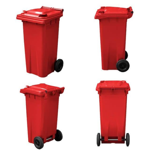 120 Litre Wheelie Bin | Red - Yellow Shield
