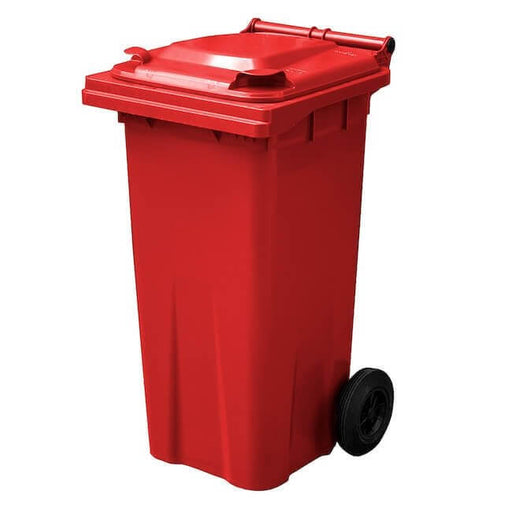 120 Litre Wheelie Bin | Red - Yellow Shield