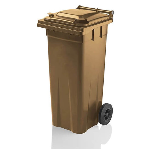 140 Litre Wheelie Bin | Brown - Yellow Shield