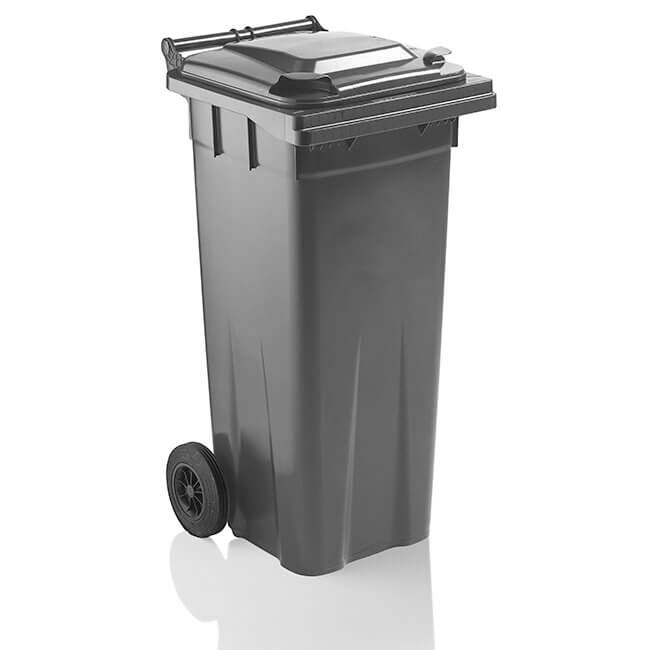 140 Litre Wheelie Bin | Dark Grey - Yellow Shield