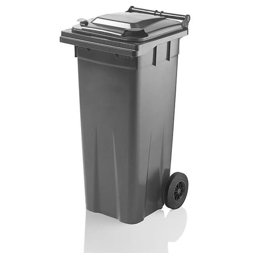 140 Litre Wheelie Bin | Dark Grey - Yellow Shield