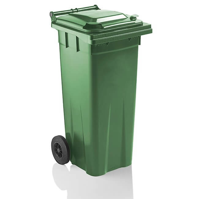 140 Litre Wheelie Bin | Green - Yellow Shield