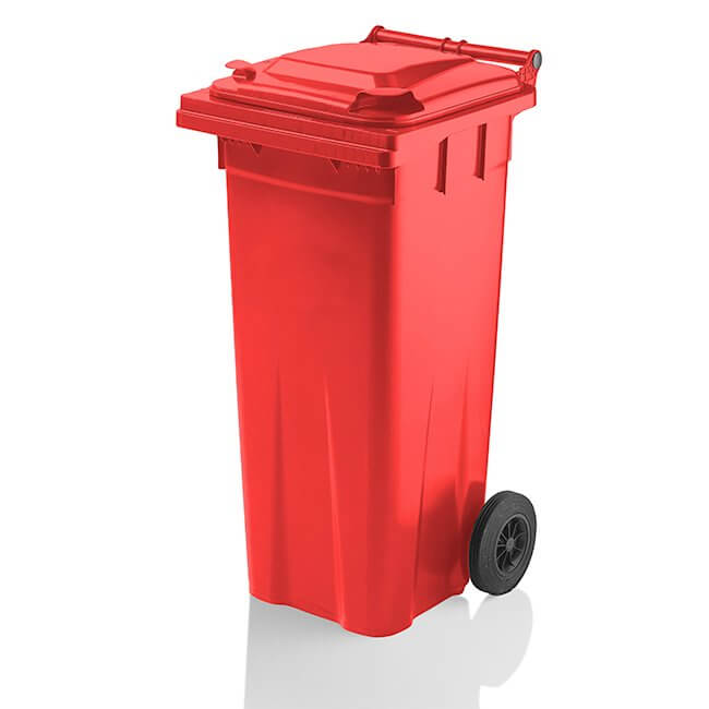 140 Litre Wheelie Bin | Red - Yellow Shield