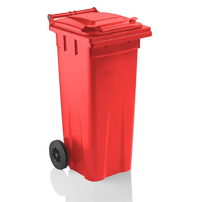 140 Litre Wheelie Bin | Red - Yellow Shield