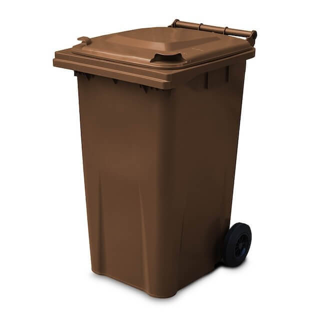 240 Litre Wheelie Bin | Brown - Yellow Shield