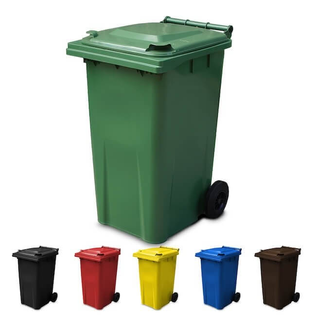 240 Litre Wheelie Bin | Green - Yellow Shield