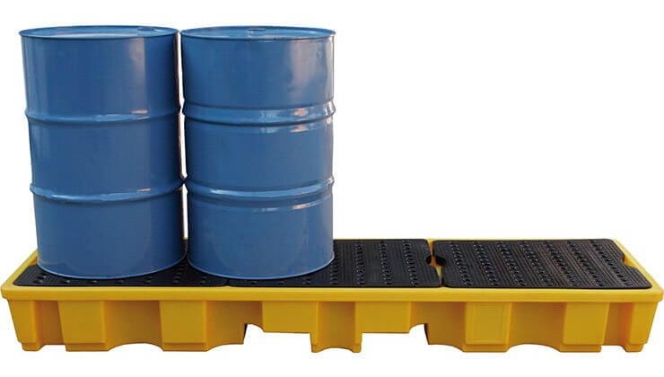 4 Drum Inline Spill Pallet - Yellow Shield