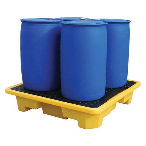 4 Drum Spill Pallet - Stackable - Yellow Shield