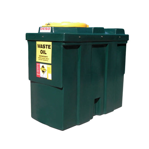 650 Litre Plastic Bunded Waste Oil Tank (Slimline) - Yellow Shield