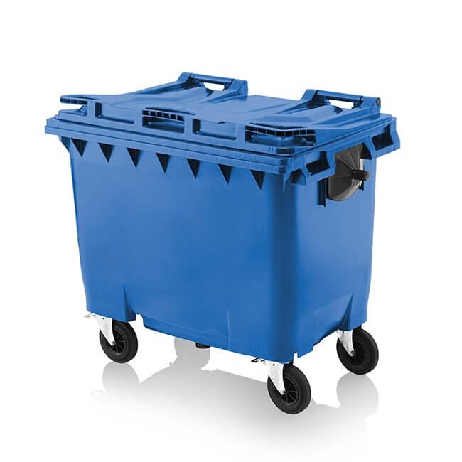 660 Litre Wheelie Bin | Blue - Yellow Shield