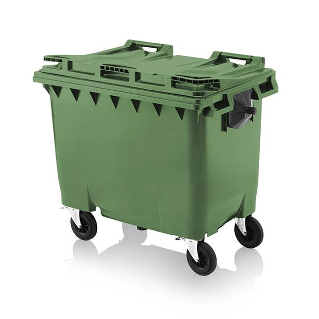 660 Litre Wheelie Bin | Green - Yellow Shield