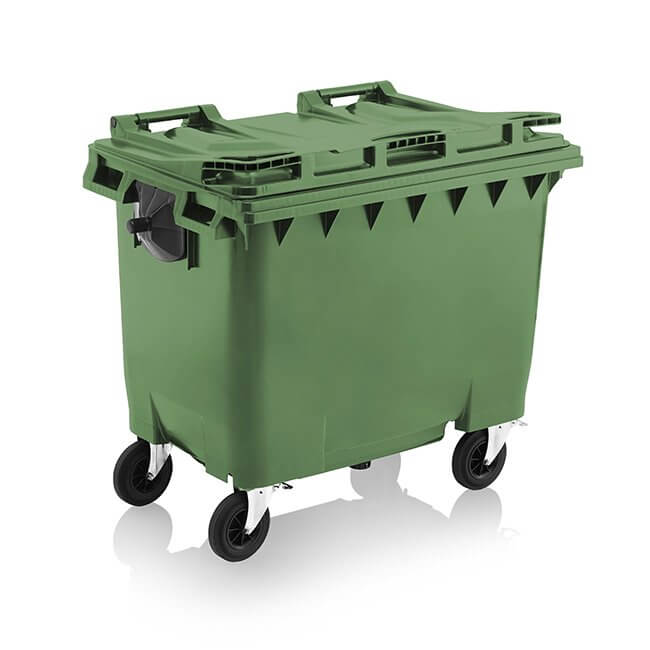 660 Litre Wheelie Bin | Green - Yellow Shield