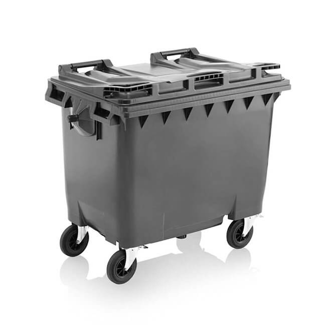 660 Litre Wheelie Bin | Grey - Yellow Shield