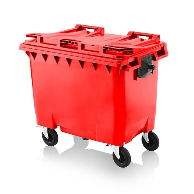 660 Litre Wheelie Bin | Red - Yellow Shield